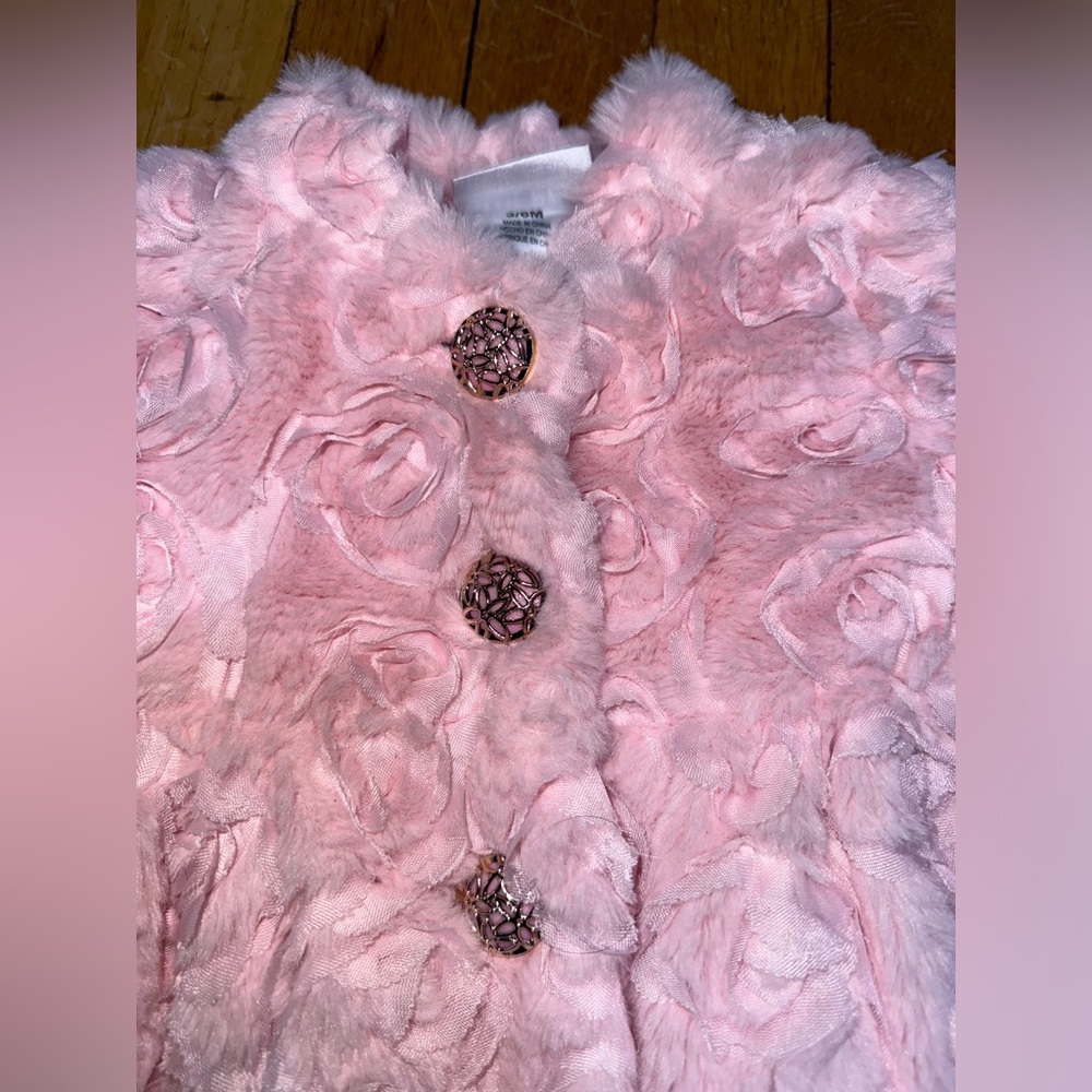 Blueberi Boulevard Pink Rose Dress Jacket Size 3/6 Months - Picture 2 of 4